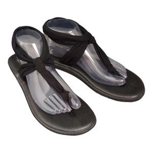 Sanuk Women's Sz 9 Black Athleisure Casual Loungewear Yoga Sling Ella Sandals